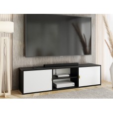 Atvērts TV galdiņš LUNO 3, Melns/Balts/Zelts